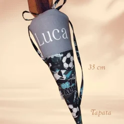 Kleine Schultüte, Vorschultüte, Zuckertüte - Fußball blau grau personalisierbar