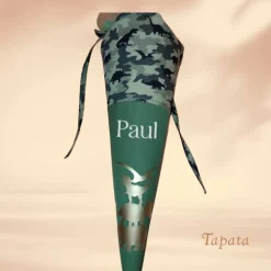 Kleine Schultüte, Vorschultüte, Zuckertüte - Dinos gestapelt grün