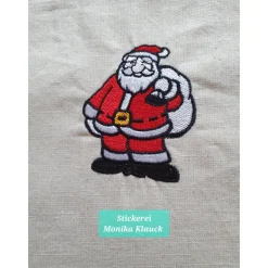 Kleine Stofftasche, mit Nikolausmotiv bestickt