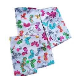 Kleine Stofftasche mit Schmetterlingen – bunter Geschenkebeutel, waschbar & wiederverwendbar, handgemacht