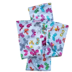 Kleine Stofftasche mit Schmetterlingen – bunter Geschenkebeutel, waschbar & wiederverwendbar, handgemacht