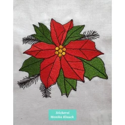 Kleine Stofftasche, mit Weihnachtsstern bestickt