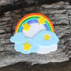 Kleiner Regenbogen für Gedenkecke oder Grabschmuck handbemalt (Kunststein)
