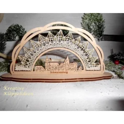 Kleiner Schwibbogen mit Klöppelspitze Handarbeit traditionell Weihnachten