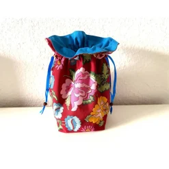 Kleiner Stoffbeutel Geschenkesäckchen Innenfutter Boden 25x25,5x12 cm Zugband Blumen