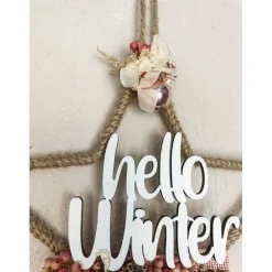 kleiner Türkranz Stern mit vielen Trockenblumen und Glaskugeln in rosa /beerentöne