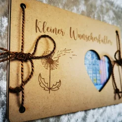 Kleiner Wunscherfüller! Geldgeschenkkarten für versch. Anlässe aus Birken-/MDF-Holz, Lasergravur, personali