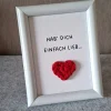 Kleines Bild "HAB`DICH EINFACH LIEB" mit gehäkeltem Herz zum Muttertag