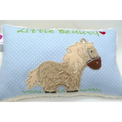 Kleines Pony Pferdekissen Namenskissen Taufkissen Kuschelkissen Kindergartenkissen Geburtsgeschenk Pferd Pferdchen Pony