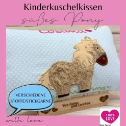 Kleines Pony Pferdekissen Namenskissen Taufkissen Kuschelkissen Kindergartenkissen Geburtsgeschenk Pferd Pferdchen Pony