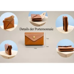 Kleines Portemonnaie für Damen mit doppelter Vordertasche. Minimalistische Doubleface Brieftasche (Unisex).