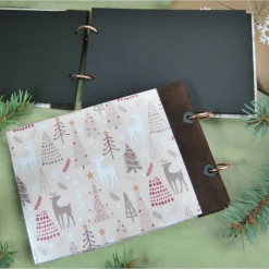 kleines Weihnachtsalbum Fotoalbum Album Weihnachten Weihnachtsgeschenk personalisiert Winterwald Wald Tiere Hirsch Familie Geschenk