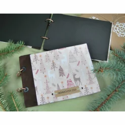 kleines Weihnachtsalbum Fotoalbum Album Weihnachten Weihnachtsgeschenk personalisiert Winterwald Wald Tiere Hirsch Familie Geschenk