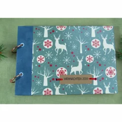 kleines Weihnachtsalbum Weihnachtsstern Hirsche norwegisch Schneeflocken Fotoalbum Album Weihnachten Weihnachtsgeschenk personalisiert Familie Geschenk