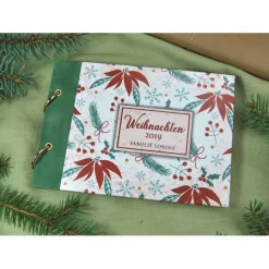 kleines Weihnachtsalbum Weihnachtsstern Stechpalme botanisch Fotoalbum Album Weihnachten Weihnachtsgeschenk personalisiert Familie Geschenk