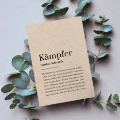 Kämpfer Definition Karte für Männer – Personalisierbare Mutmacher Karte aus Kraftpapier bei Krankheit & Krise | A6 Postkarte als Geschenk