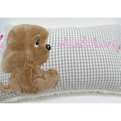 kNamenskissen Taufkissen Kuschelkissen Kindergartenkissen Geburtsgeschenk Kuschliger Hundewelpe