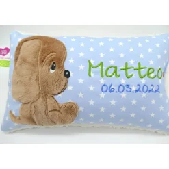 kNamenskissen Taufkissen Kuschelkissen Kindergartenkissen Geburtsgeschenk Kuschliger Hundewelpe