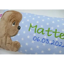 kNamenskissen Taufkissen Kuschelkissen Kindergartenkissen Geburtsgeschenk Kuschliger Hundewelpe