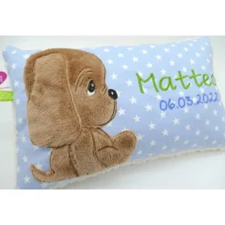 kNamenskissen Taufkissen Kuschelkissen Kindergartenkissen Geburtsgeschenk Kuschliger Hundewelpe