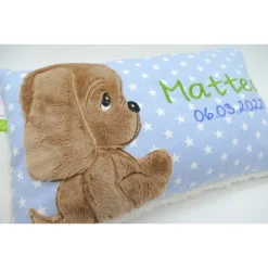 kNamenskissen Taufkissen Kuschelkissen Kindergartenkissen Geburtsgeschenk Kuschliger Hundewelpe