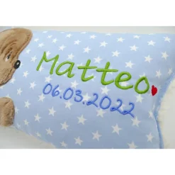 kNamenskissen Taufkissen Kuschelkissen Kindergartenkissen Geburtsgeschenk Kuschliger Hundewelpe