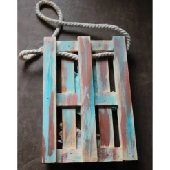 Künstlerische Wanddekoration OCTOPUS & SEEPFERDCHEN Maritime Deko auf einer Mini-Palette aus Holz Wandbild