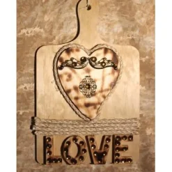 Künstlerische Wanddekoration auf Holzbrett LOVE  Deko aus Holz Wandbild Geschenk Geldgeschenk Collage