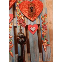 Künstlerische Wanddekoration HERZERL & SCHLÜSSEL rustikale Deko auf einer Mini-Palette aus Holz Geldgeschenk