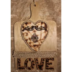 Künstlerische Wanddekoration auf Holzbrett LOVE  Deko aus Holz Wandbild Geschenk Geldgeschenk Collage