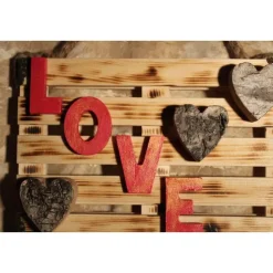 Künstlerische Wanddekoration LOVE  Deko auf einer Mini-Palette aus Holz Wandbild Gechenk Geldgeschenk