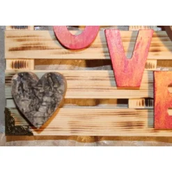 Künstlerische Wanddekoration LOVE  Deko auf einer Mini-Palette aus Holz Wandbild Gechenk Geldgeschenk