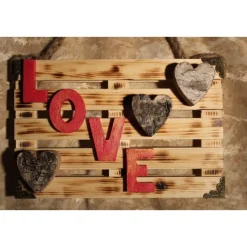 Künstlerische Wanddekoration LOVE  Deko auf einer Mini-Palette aus Holz Wandbild Gechenk Geldgeschenk