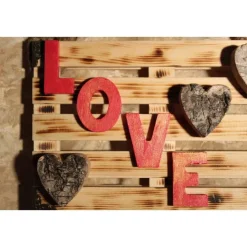 Künstlerische Wanddekoration LOVE  Deko auf einer Mini-Palette aus Holz Wandbild Gechenk Geldgeschenk