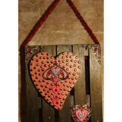 Künstlerische Wanddekoration HERZERL Deko auf Mini-Palette aus Holz Wandbild Muttertagsgeschenk Valentinstagsgeschenk