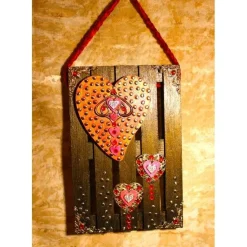 Künstlerische Wanddekoration HERZERL Deko auf Mini-Palette aus Holz Wandbild Muttertagsgeschenk Valentinstagsgeschenk