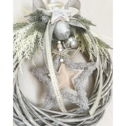 künstlicher Weihnachtskranz in grau/ grün für außen und innen