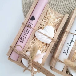 Kollegin mit Herz Kollege Geschenk Geschenkset Dankeschön Dekoherz Kerzenhalter Herz Kerzenset Geschenkset Stabkerze Hol