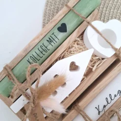 Kollegin mit Herz Kollege Geschenk Geschenkset Dankeschön Haus / Lichthaus Kerzenhalter Herz Kerzenset Geschenkset Stabk