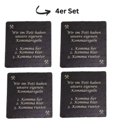 Kommaregeln aus dem RuhrPott auf Schiefer-Untersetzer mit Lasergravur – personalisierbar