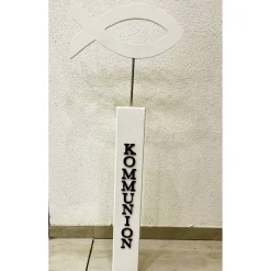 Kommunion Deko Fisch-Aufsteller Holz - Stele Fisch - Fisch Konfirmation Firmung Taufe - Aufsteller Tür - handgefertigt