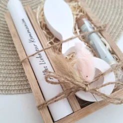 Kommunion Geldgeschenk Kommunionsgeschenk Geschenkset Fisch Var. 2 Kerzenhalter rund Reagenzglas Jungen Mädchen Kommunio