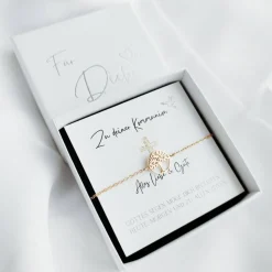 Kommunion Geschenk Mädchen – Armband mit Karte & Geschenkbox aus Edelstahl - Kommunionsgeschenk