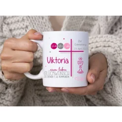 Kommunion Geschenk Tasse Eukalyptus