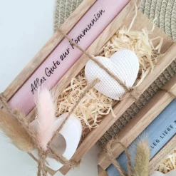 Kommunion Kommunionsgeschenk Dekoherz Kerzenhalter Herz Geschenkset für Jungen und Mädchen Kommunionskerze Kerzenset