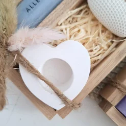 Kommunion Kommunionsgeschenk Dekoherz Kerzenhalter Herz Geschenkset für Jungen und Mädchen Kommunionskerze Kerzenset