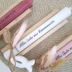 Kommunion Kommunionsgeschenk Geschenkset mit Fisch Geschenkset für Jungen und Mädchen Kommunionskerze Kerzenset Stabkerz