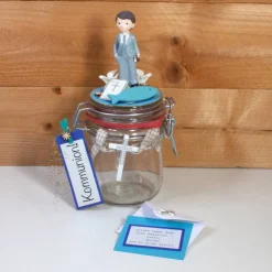 Kommunion Konfirmation Firmung Geldgeschenk Geschenkglas personalisierbar für Jungs
