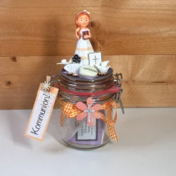 Kommunion Konfirmation Firmung Geldgeschenk Geschenkglas personalisierbar für Mädchen