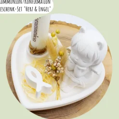 Kommunion oder Konfirmation Geschenk-Set „Herz & Engel“ | personalisierbar | Geldgeschenk | Geschenkidee | Glaube